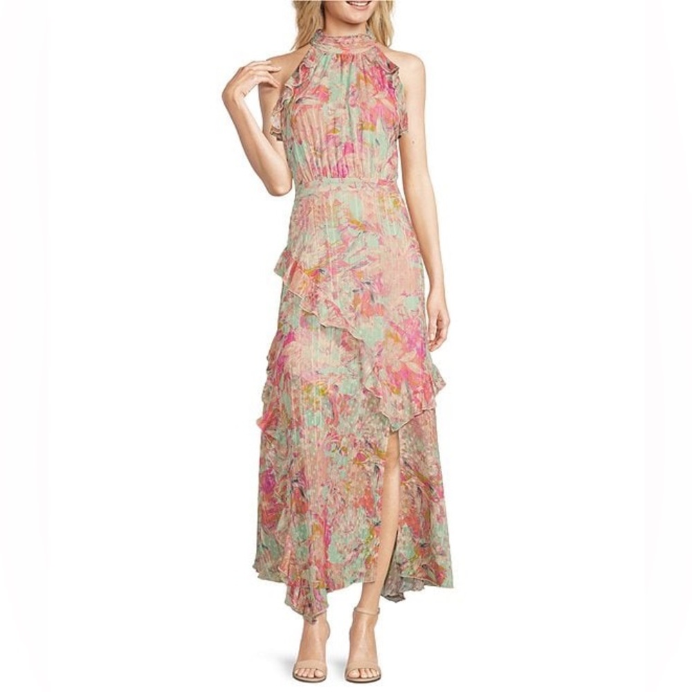 Alex Marie Pink Floral Halter Maxi Dress